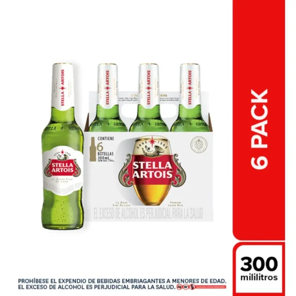 Cerveza STELLA ARTOIS Botella x6und 300ml (1800 ml)
