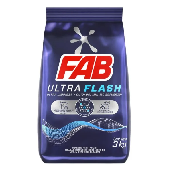 Detergente En Polvo FAB Ultra Flash (3000 gr)